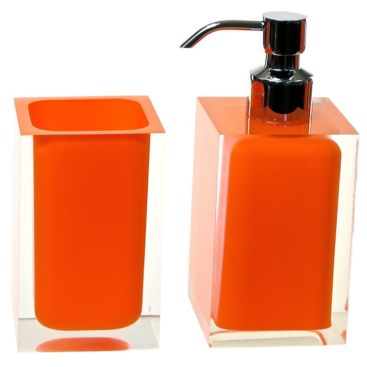 Gedy RA681-67 Orange 2 Pc. Accessory Set Made With Thermoplastic Resins